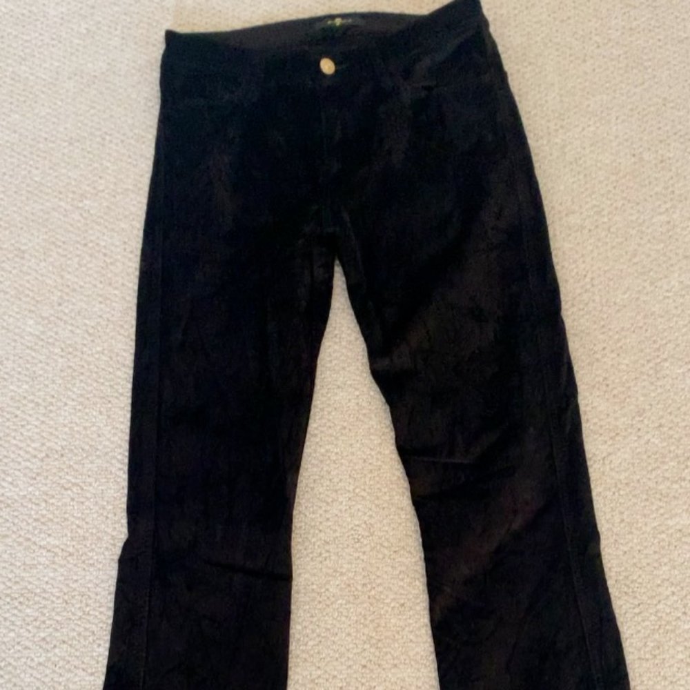 7 for All Mankind black crushed velvet bootcut jeans